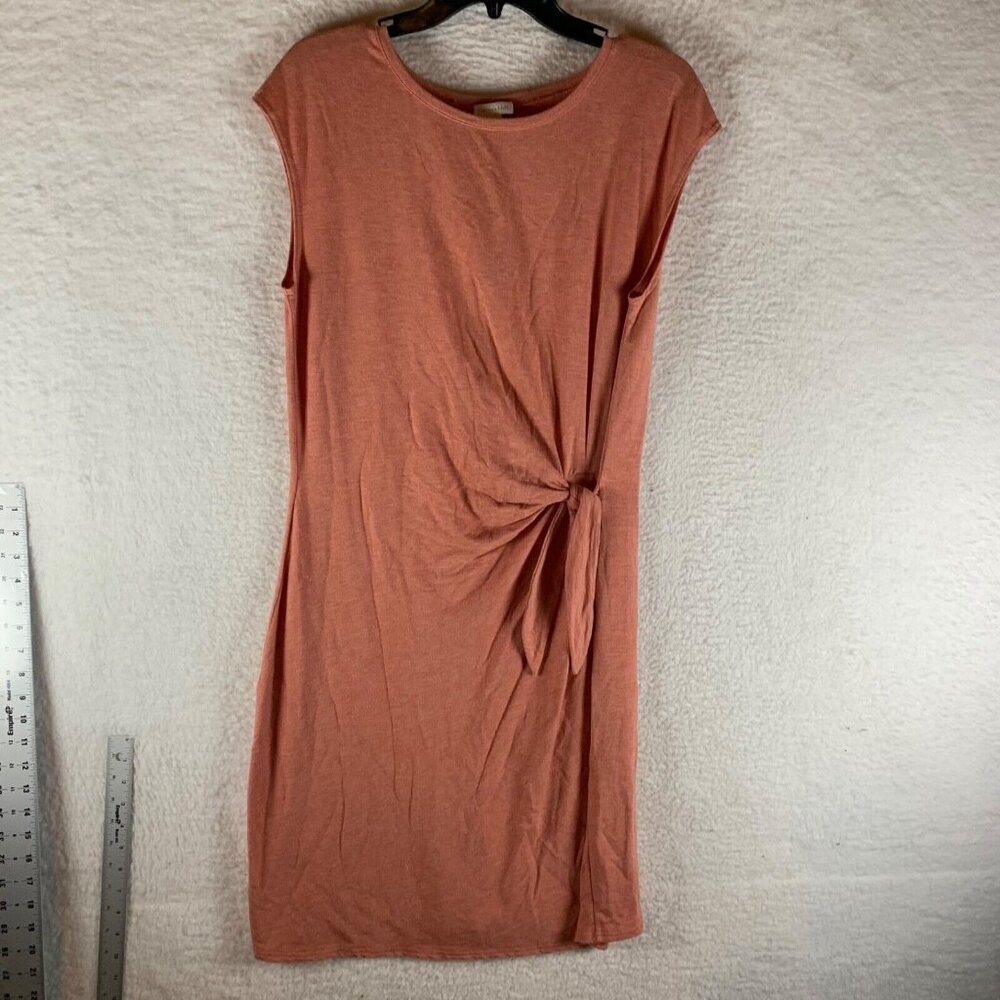 Garnet Hill Women’s Cap Sleeve Crew Neck Tie Side Knee Length Shift Dress Size M